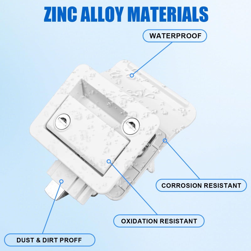Esakoya RV Door Lock  RV Door Lock Replacement with Paddle Deadbolt  White Zinc Alloy Metal Rv Lock with 4 Keys for Camper Horse Trailer Cargo Hauler - Image 4